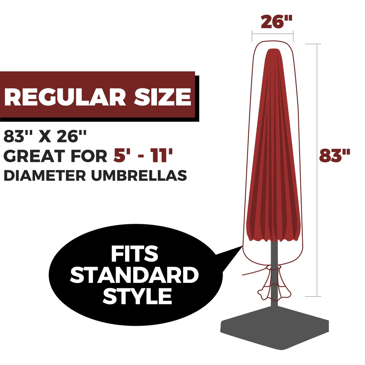 Storage Standard zip ties and labels included help you organize multiple umbrellas.