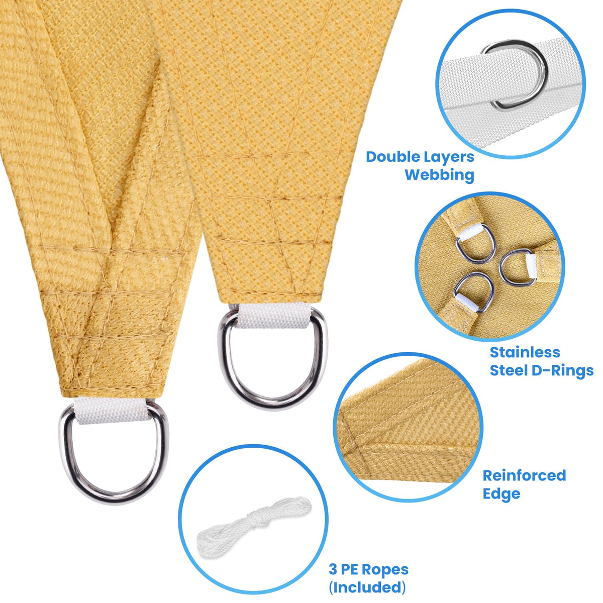 StorageTastic curved-edge shade sail creates taut lines for a neat, wind-resistant canopy.