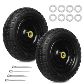 Storystore 10-inch solid rubber tire showing puncture-guard design for durable, worry-free transport.