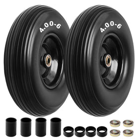 Storystore 13-inch flat-free wheelbarrow tire ready for assembly and maintenance-free rolling.