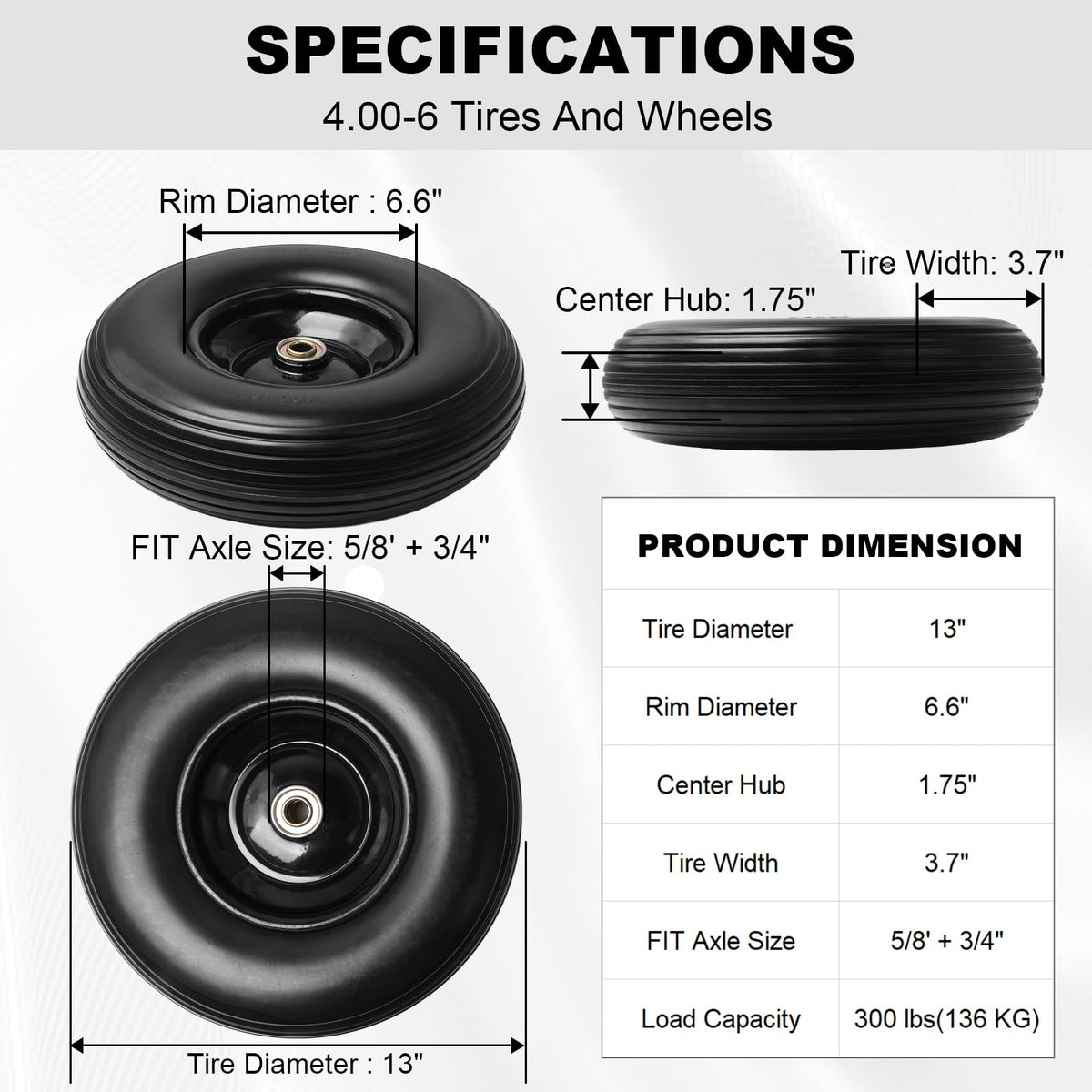 Storystore 4-00-6 tire compatible with dollies and wagons for heavy-duty hauling.