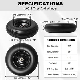 Storystore 4-00-6 tire compatible with dollies and wagons for heavy-duty hauling.