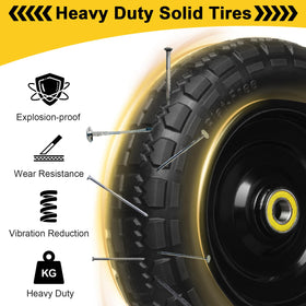 Storystore 410-3504 flat-free tire assembly ready for garden carts and trolleys.