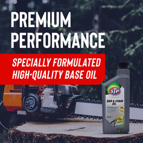 STP Premium Bar & Chain Oil 32 oz packaging ideal size for regular maintenance