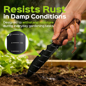 STRFOG Hori Hori knife depth markings on blade for accurate planting