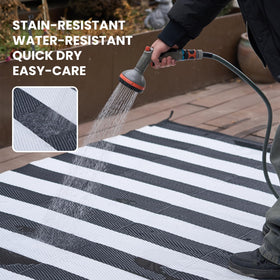 Strickland Home lightweight portable rug ready for camping trips.