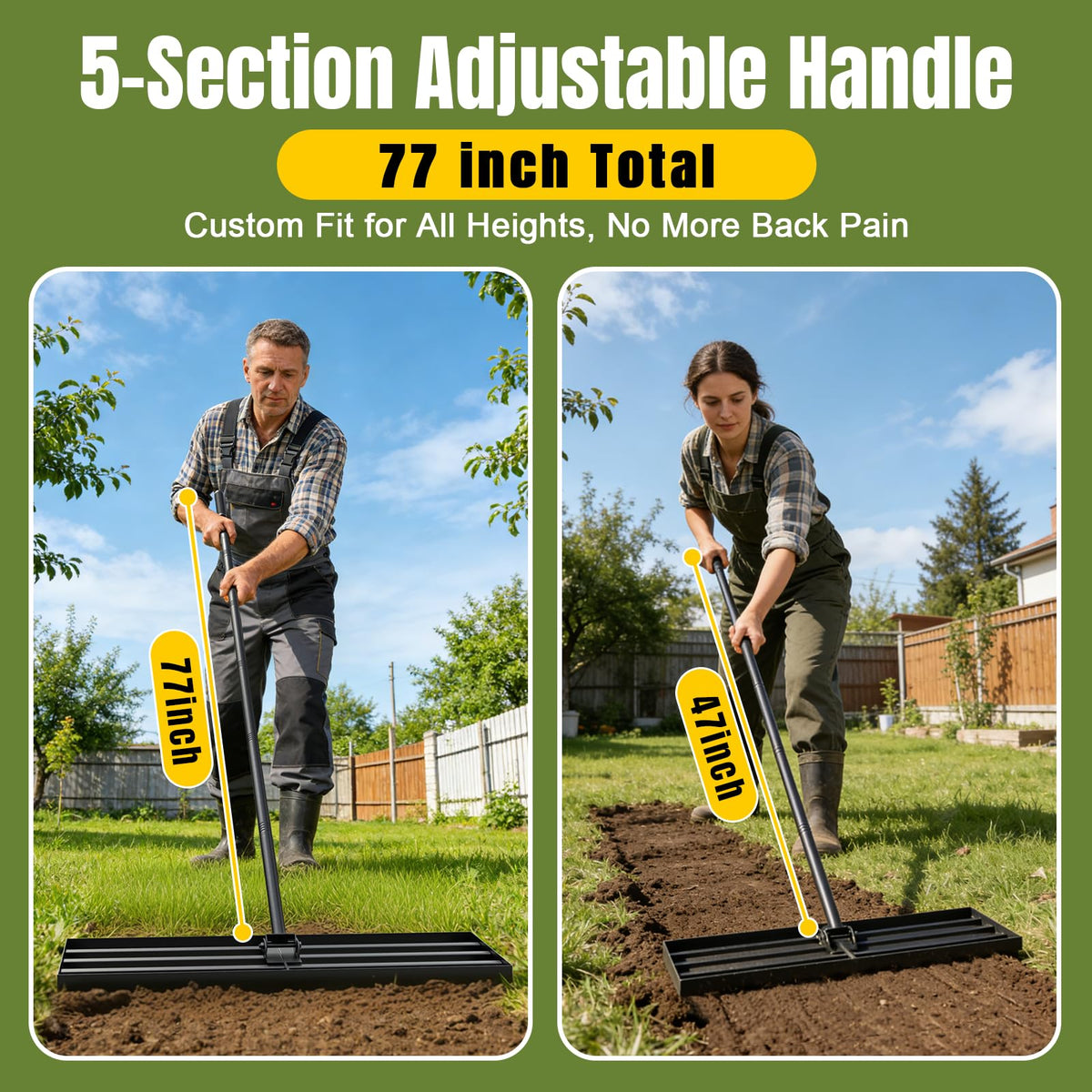 Strifuture lawn leveling rake 180-degree rotating head for precision