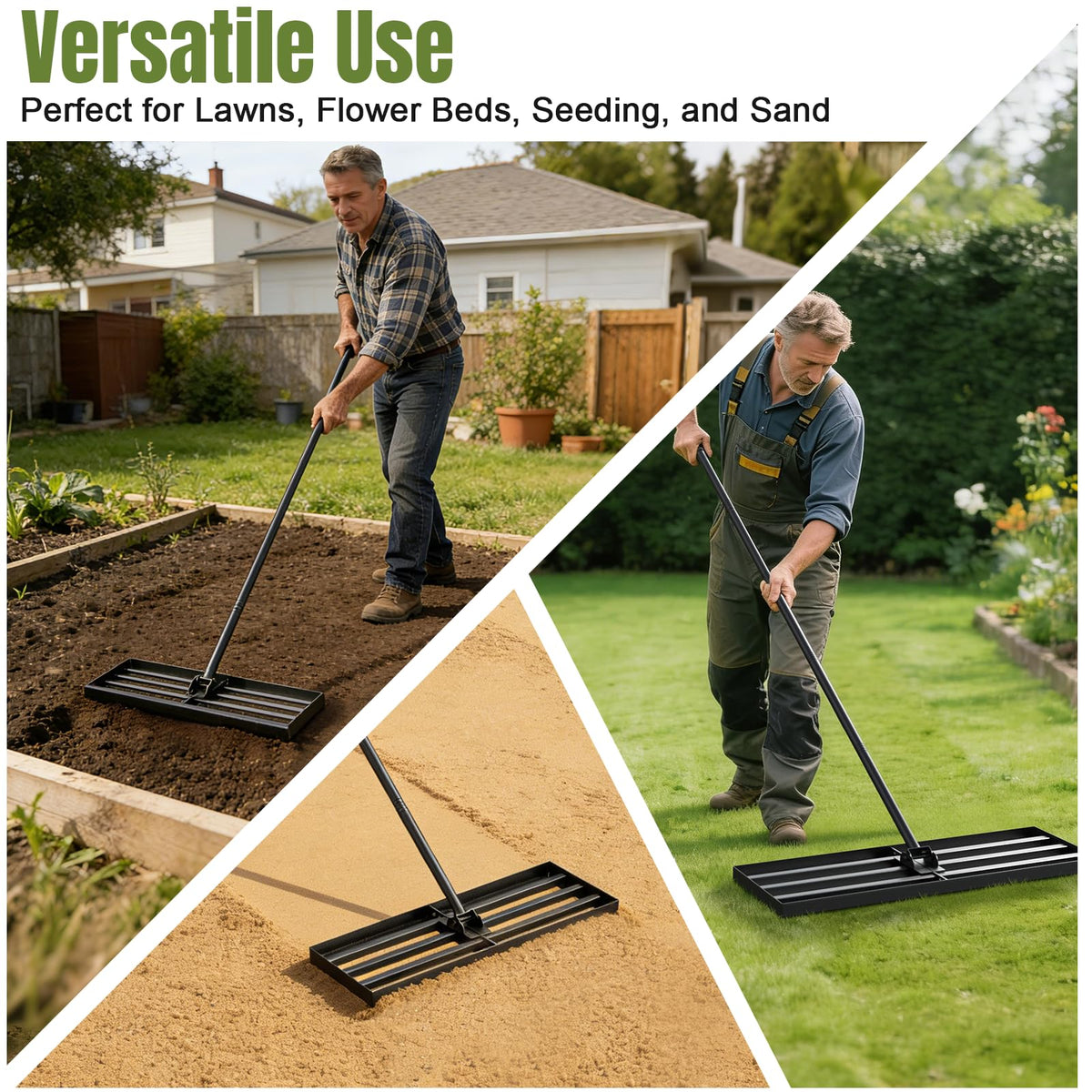 Strifuture lawn leveling rake wide 30-inch head covers more ground