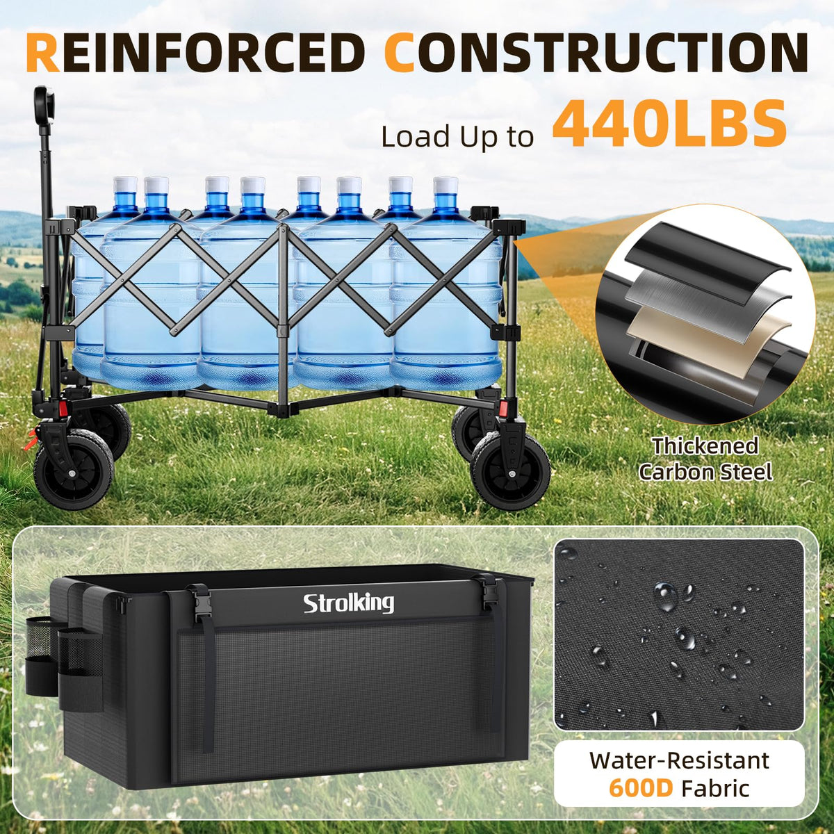Strolking 220L folds compactly for easy trunk storage and space-saving trips.