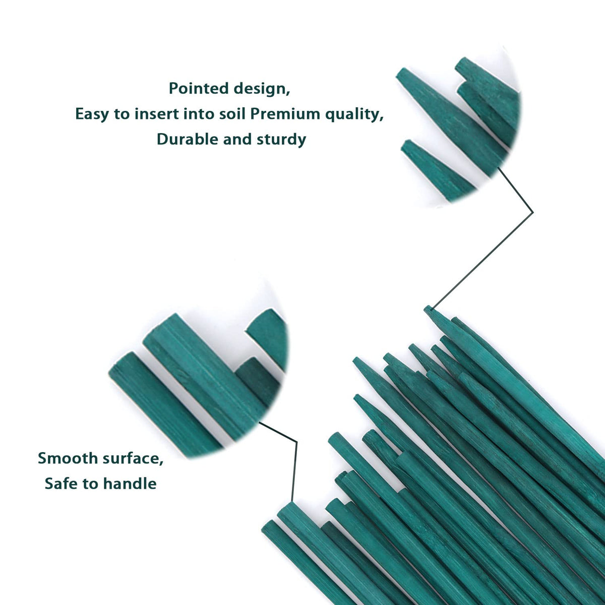 Stroller bamboo stake close-up showing smooth durable surface
