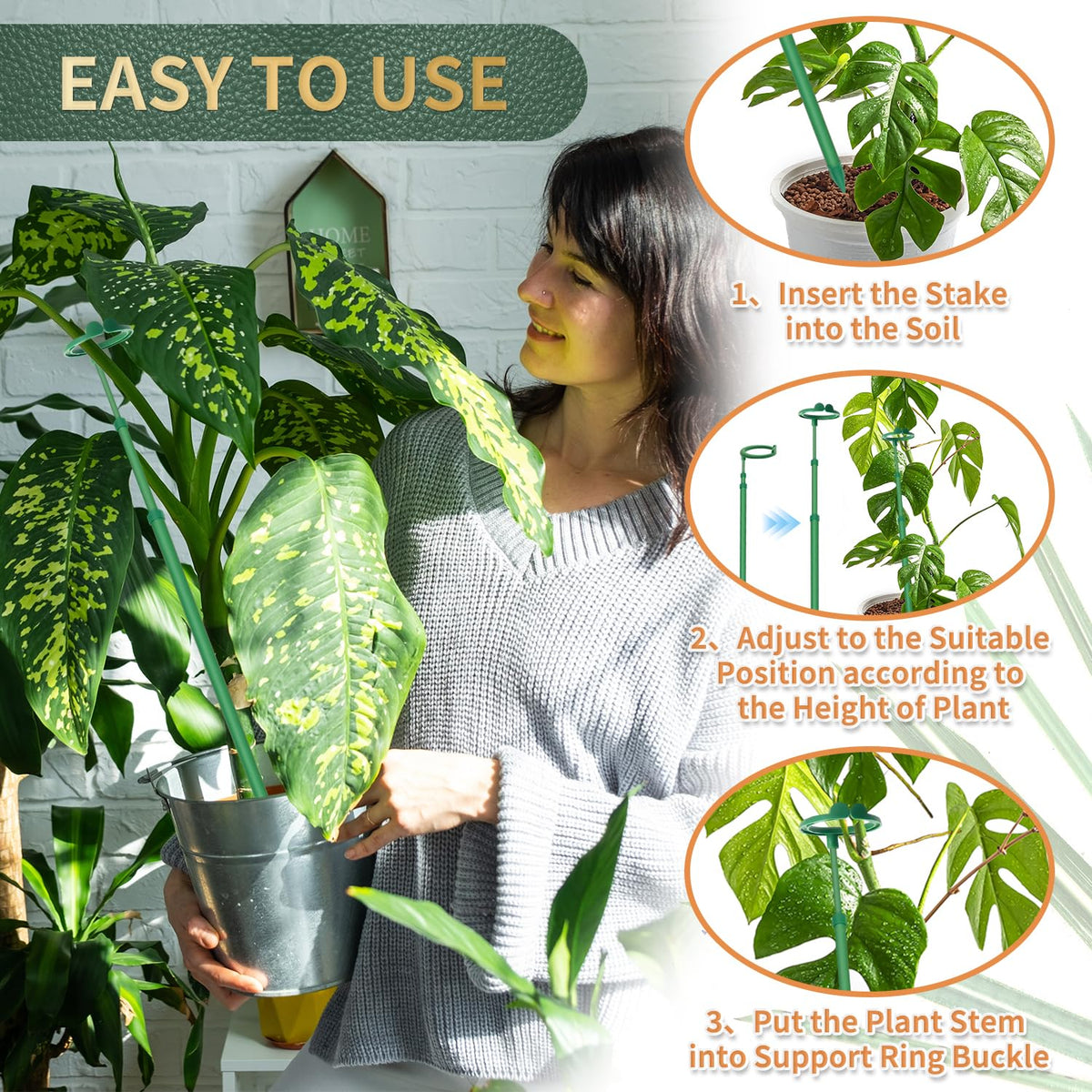 Stroller green ties secure stems quickly for tidy support.