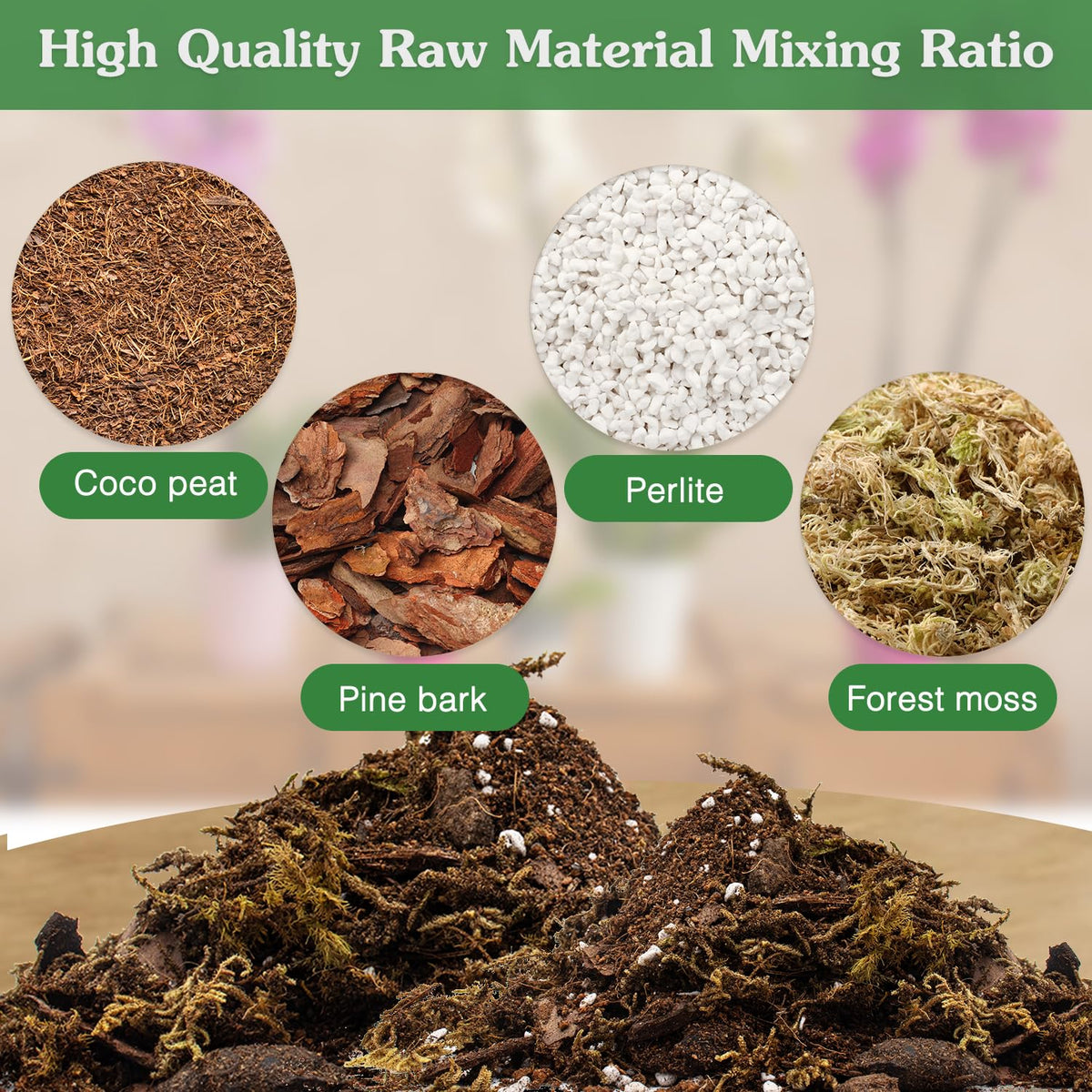 Stroller orchid potting mix with perlite enhances aeration and drainage for healthy orchids