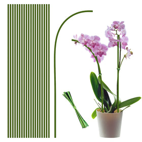 Stroller plant stake 16inch green bendable, supports upright growth for indoor plants.