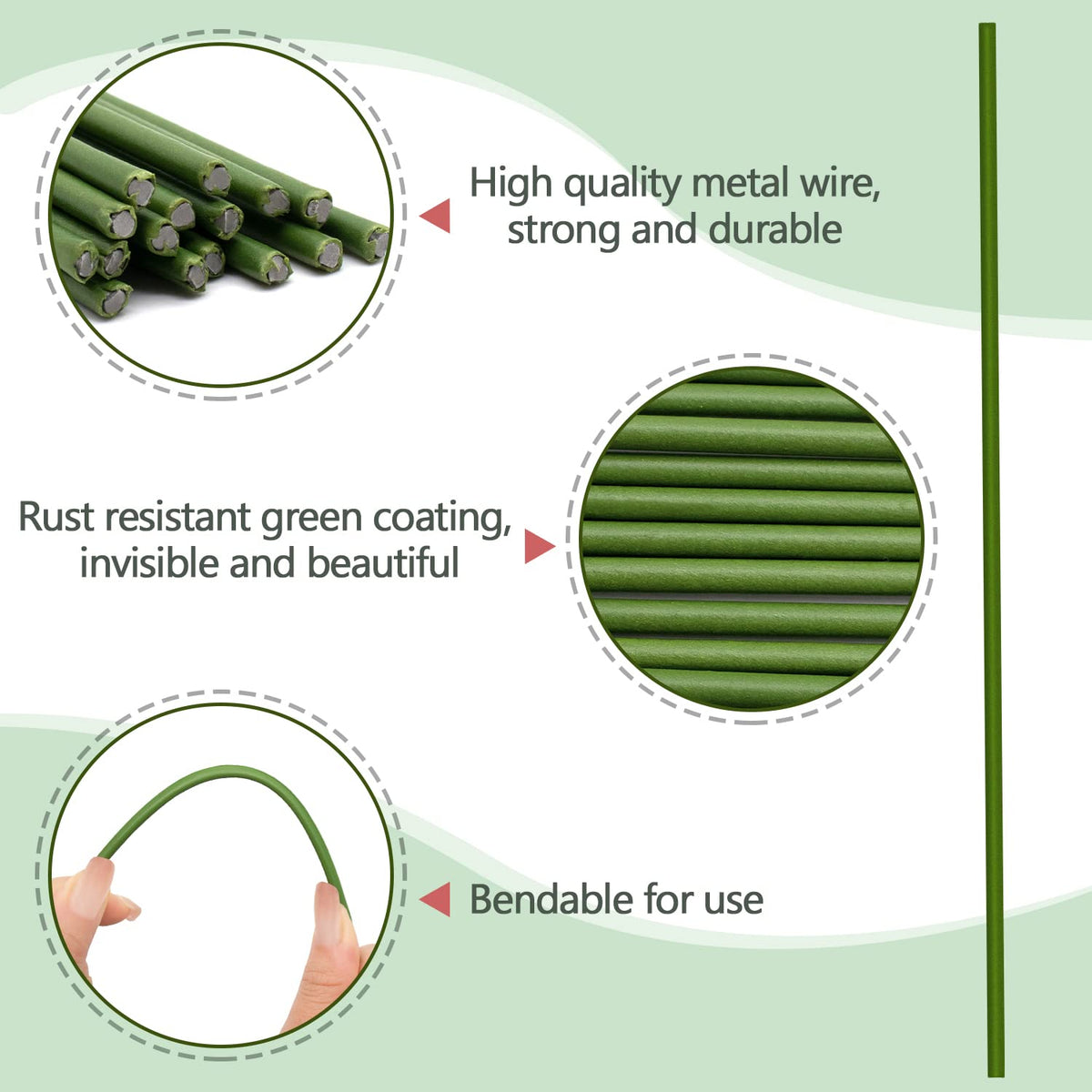 Stroller plant stake 18inch green bendable, ideal for taller blooms.