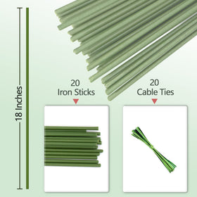 Stroller 20-pack plant stakes with rust-resistant green coating for outdoor use.