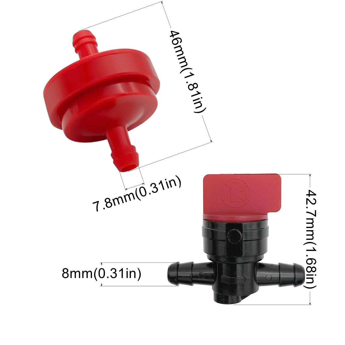 Strongthium hose clamps secure the fuel line on mower or tractor