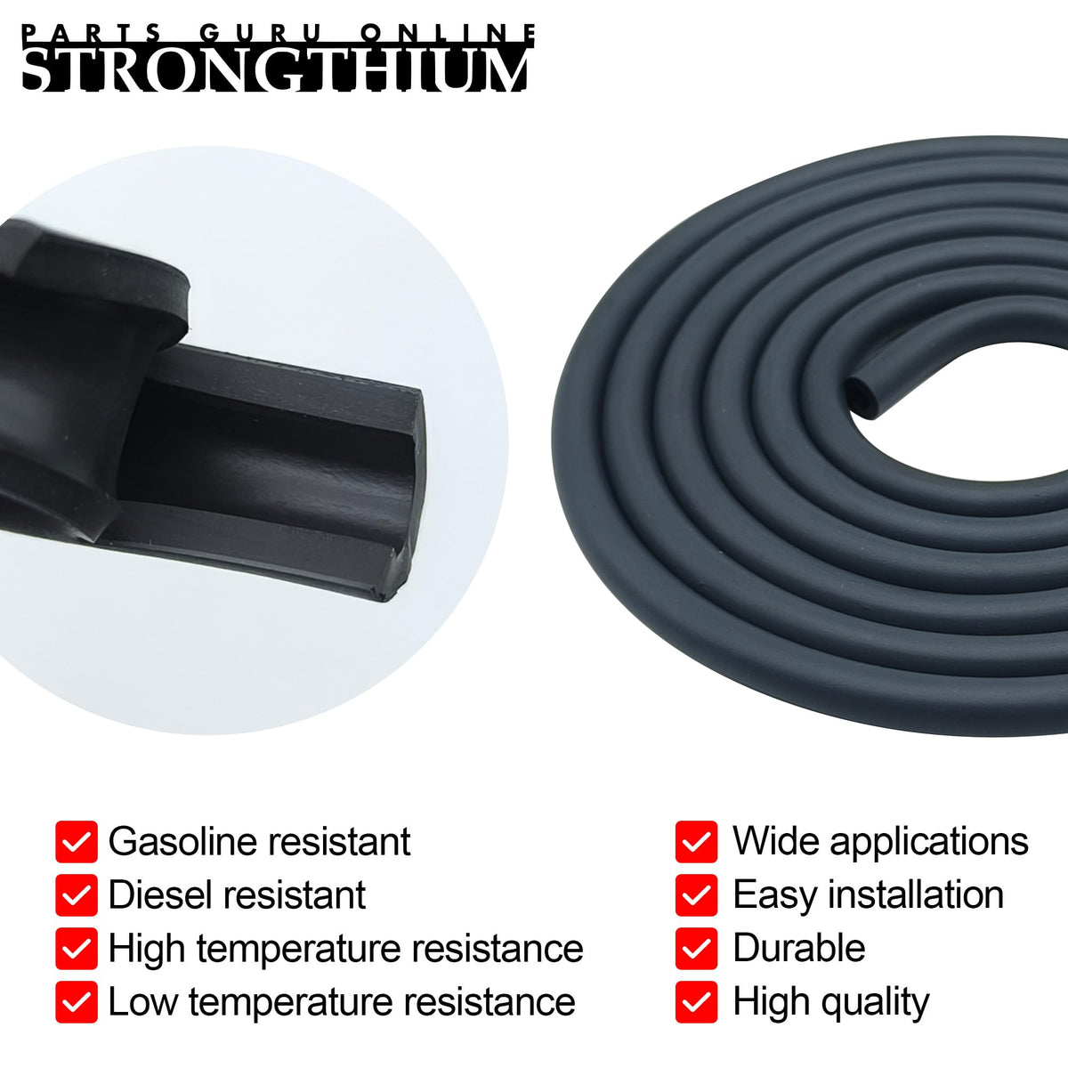 Strongthium 1/4 inch ID rubber fuel hose ready for routing