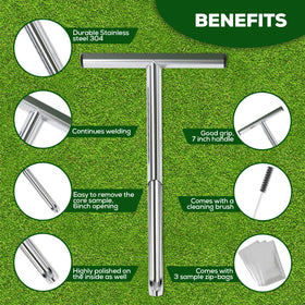 SturdyShape tapered-tip probe enables easy soil collection with minimal disturbance