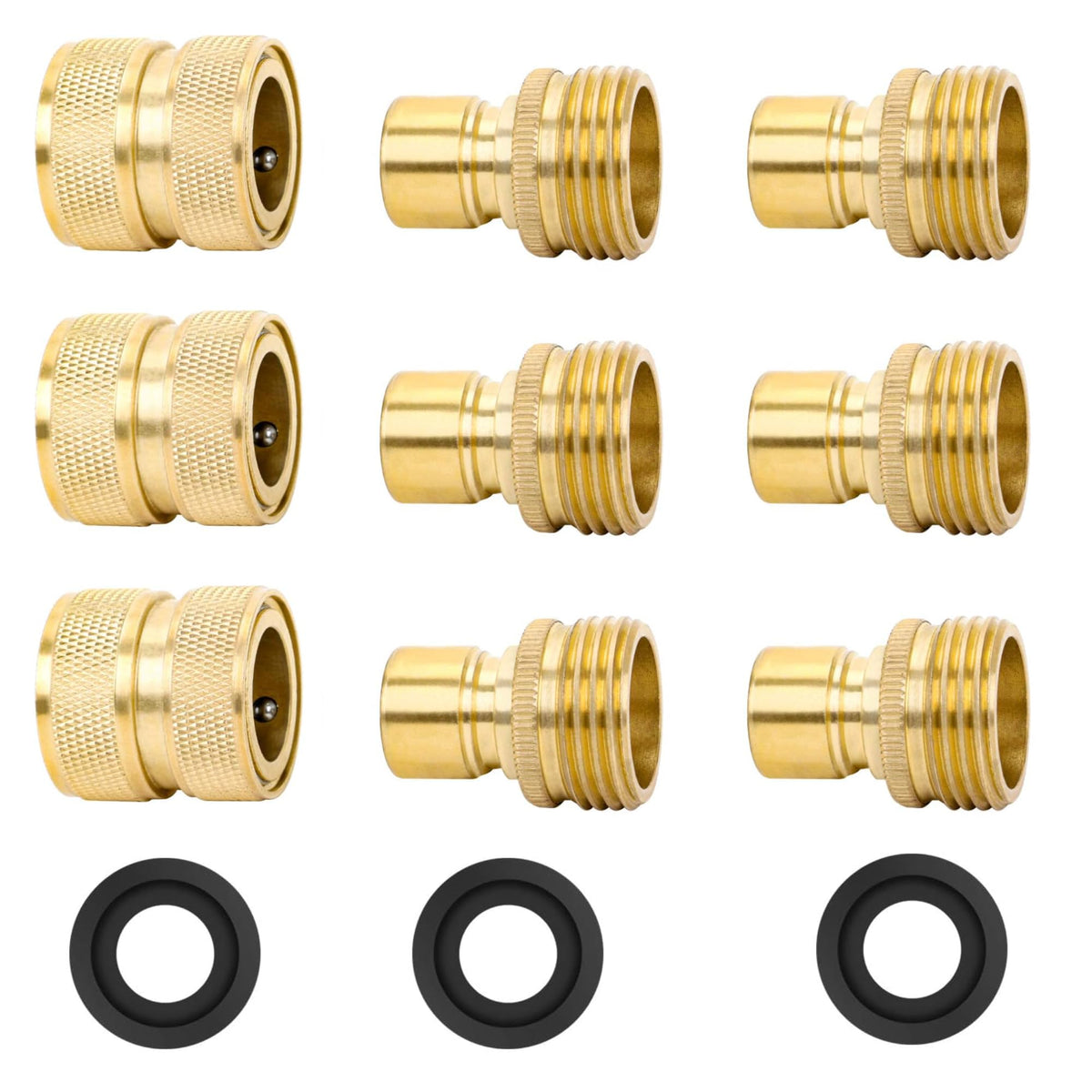 STYDDI brass full-flow quick-connects kit with interchangeable fittings for fast setup.