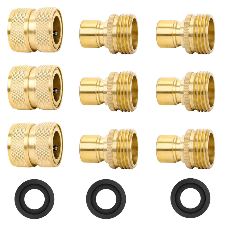 STYDDI brass full-flow quick-connects kit with interchangeable fittings for fast setup.