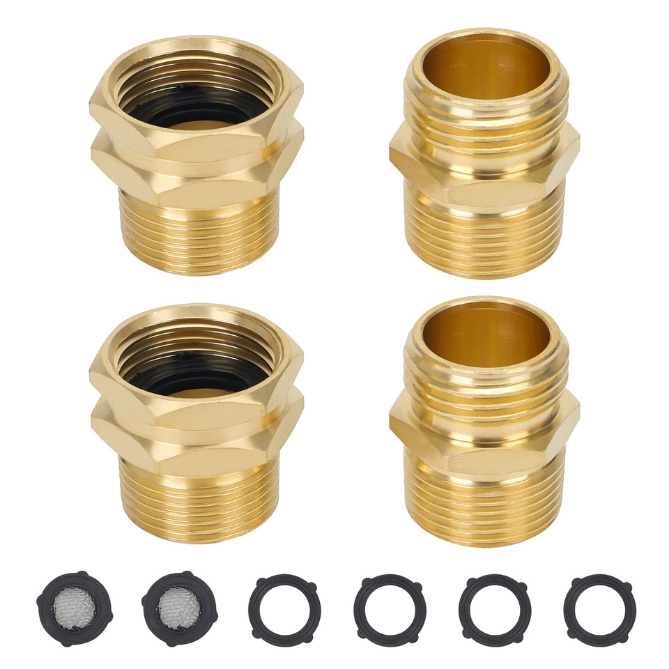 STYDDI brass garden hose connector, 3/4 GHT to 3/4 NPT, leak-free compatibility.