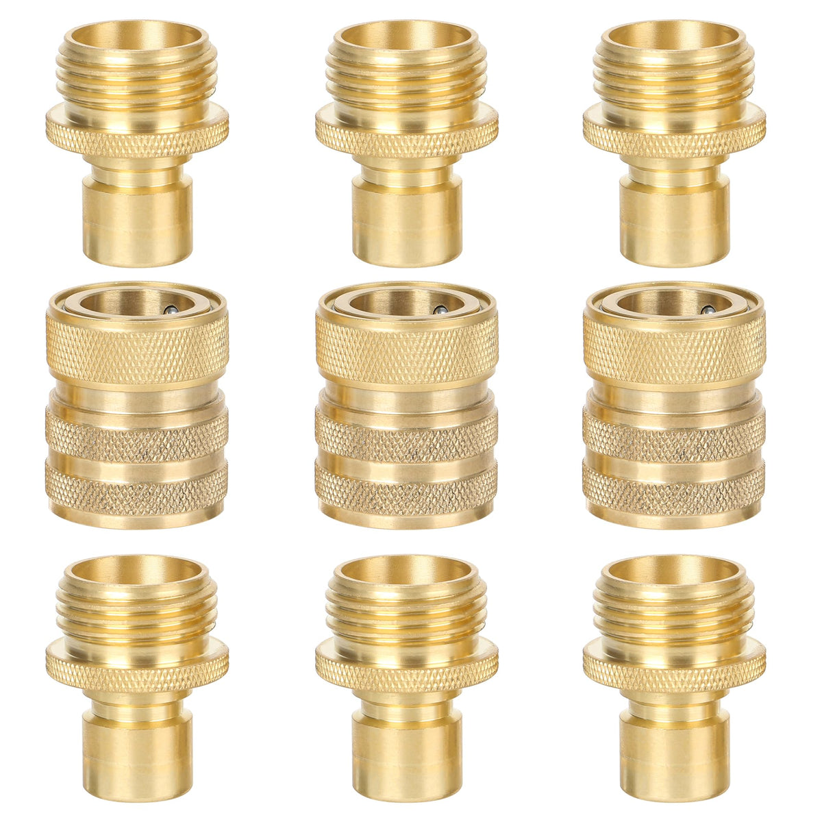 STYDDI brass garden hose quick connect with water stop enables spray-free disconnections.