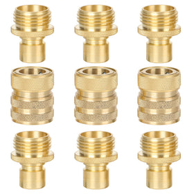 STYDDI brass garden hose quick connect with water stop enables spray-free disconnections.