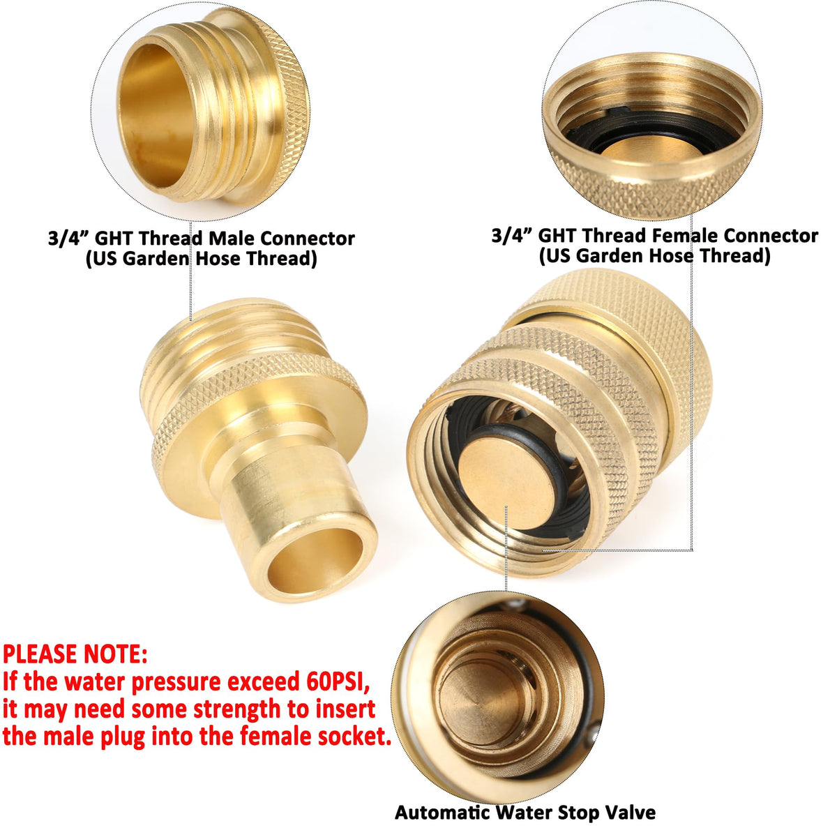 STYDDI 3-quarter-inch GHT compatibility fits most hoses and devices outdoors.