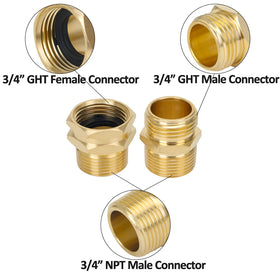 STYDDI brass male GHT to NPT connector for outdoor use.