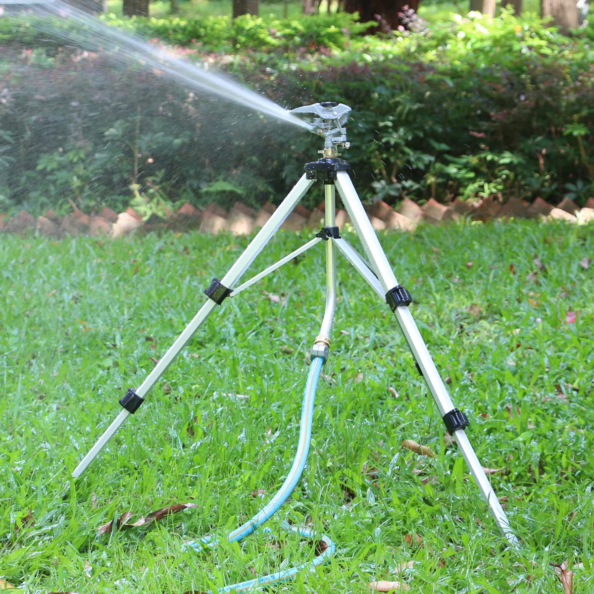 STYDDI tripod setup offers easy placement and stable watering for large properties.