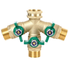 STYDDI Full Flow 3-Way Splitter front view highlights durable brass body for steady water supply.