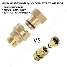 STYDDI heavy-duty brass coupler withstands high water pressure.