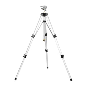 STYDDI heavy-duty tripod sprinkler with tall metal base, ideal for expansive lawns.