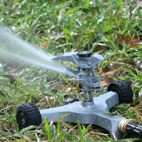 STYDDI sprinkler with 360-degree adjustable spray pattern for full yard coverage.