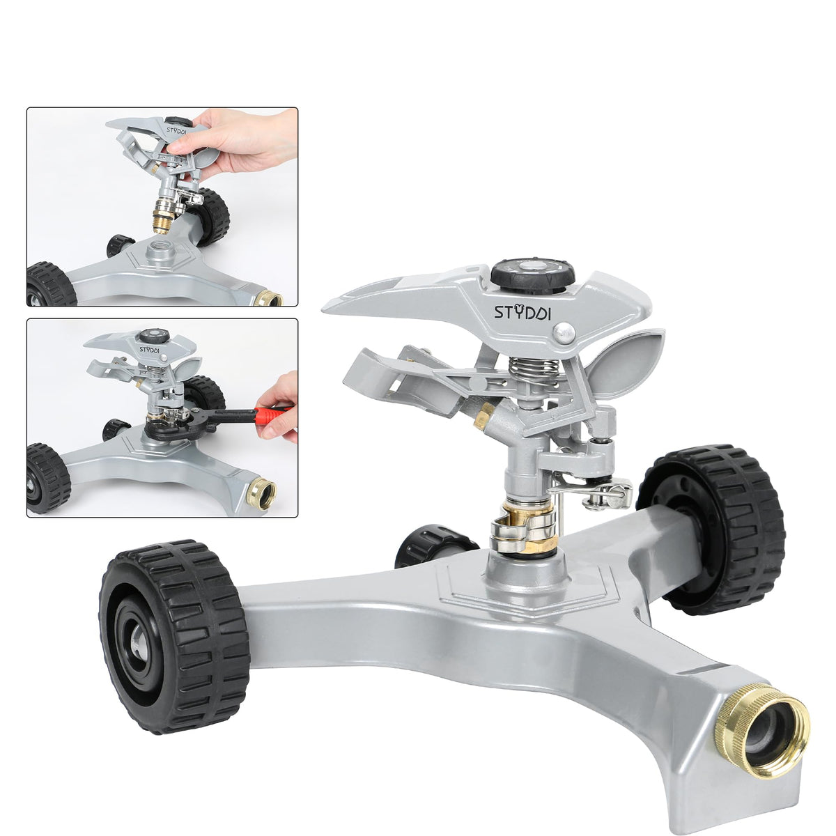 All-metal build helps prevent tipping under high water pressure.