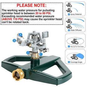 STYDDI pulsating sprinkler arc adjustment enables precise 20 to 360 degree coverage.