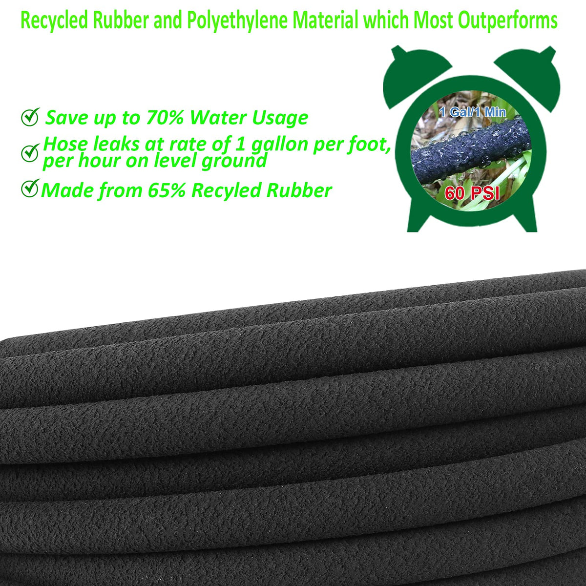 Water seeps directly to soil with StyDDI soaker hose for efficient moisture