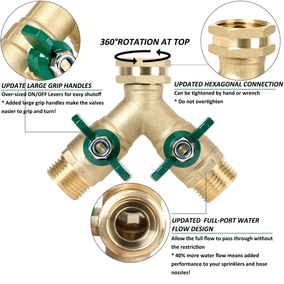 STYDDI swivel brass nut ensures easy installation on standard faucets.