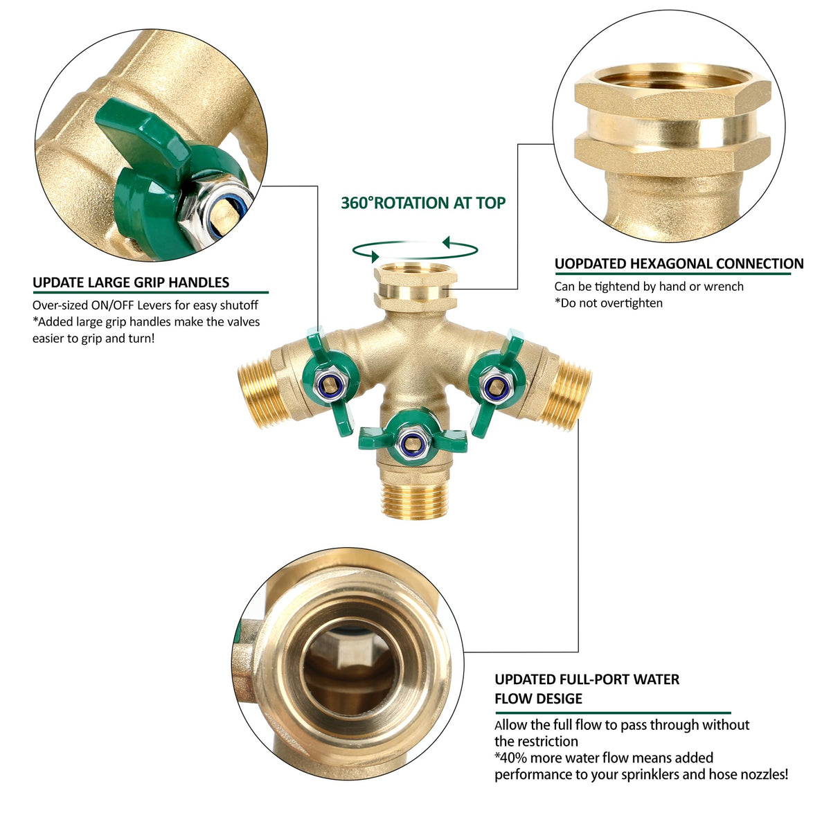 STYDDI Swivel brass nut enables quick installation on standard faucets.