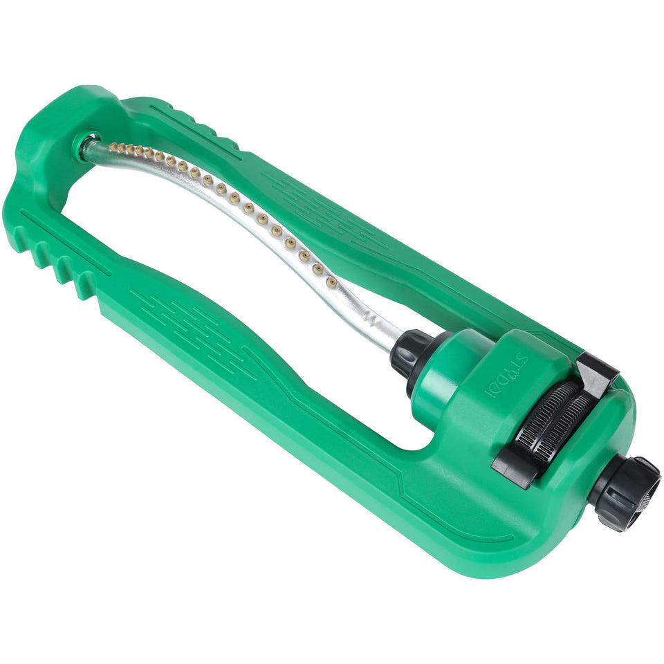 STYDDI Turbo Oscillating Sprinkler base provides stable placement for even coverage.