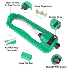 STYDDI Turbo Oscillating Sprinkler shows a rectangular spray pattern for wide coverage.