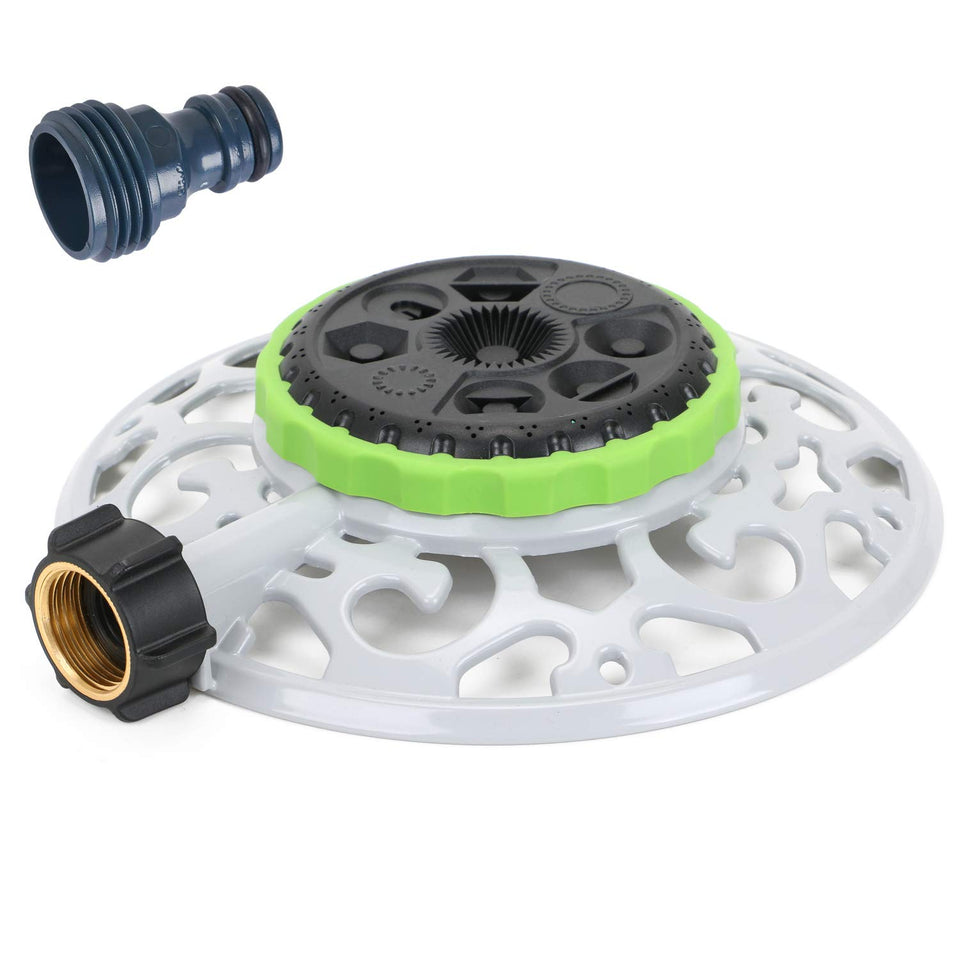 STYDDI Turret Sprinkler with 8-pattern dial for versatile lawn coverage across irregular areas