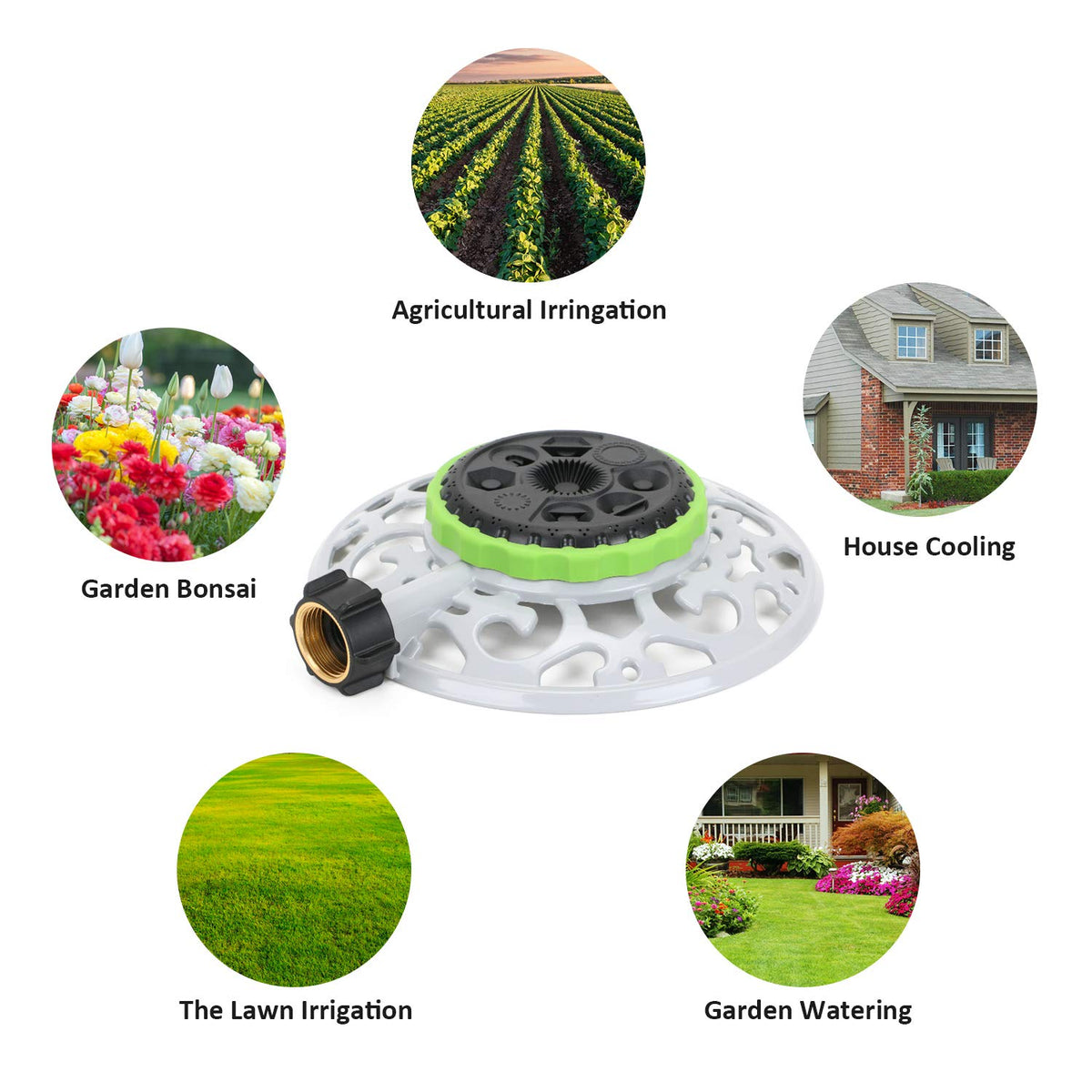 STYDDI Turret Sprinkler in action delivering even watering across yard