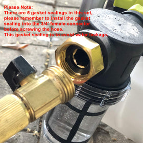 STYDDI inline filter protects garden tools when drawing from well water