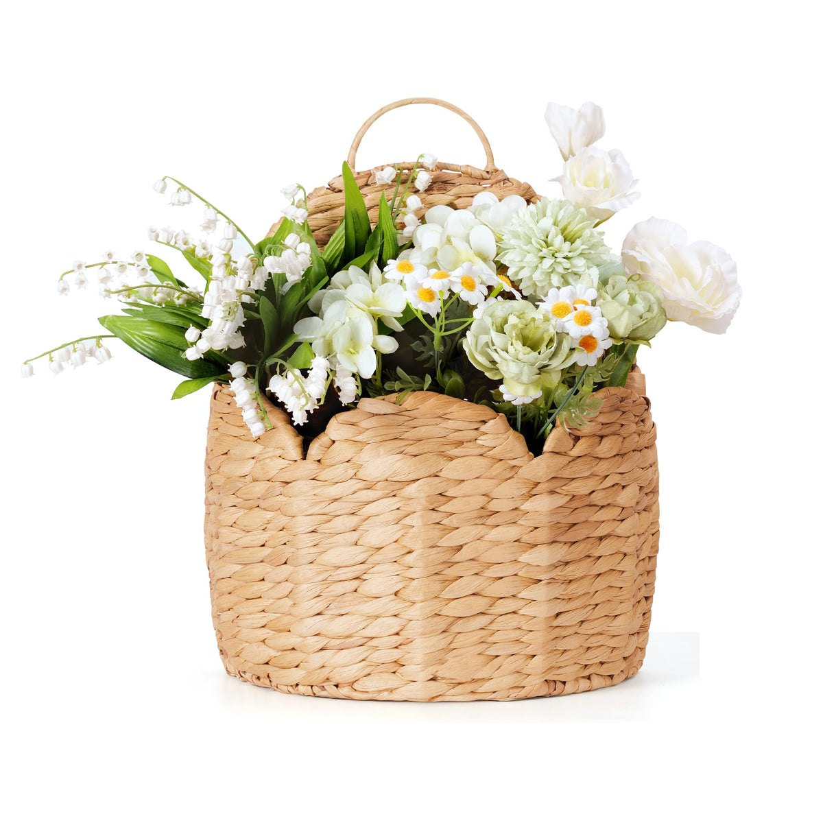 Stylave door basket with scalloped rim for stylish front door decoration