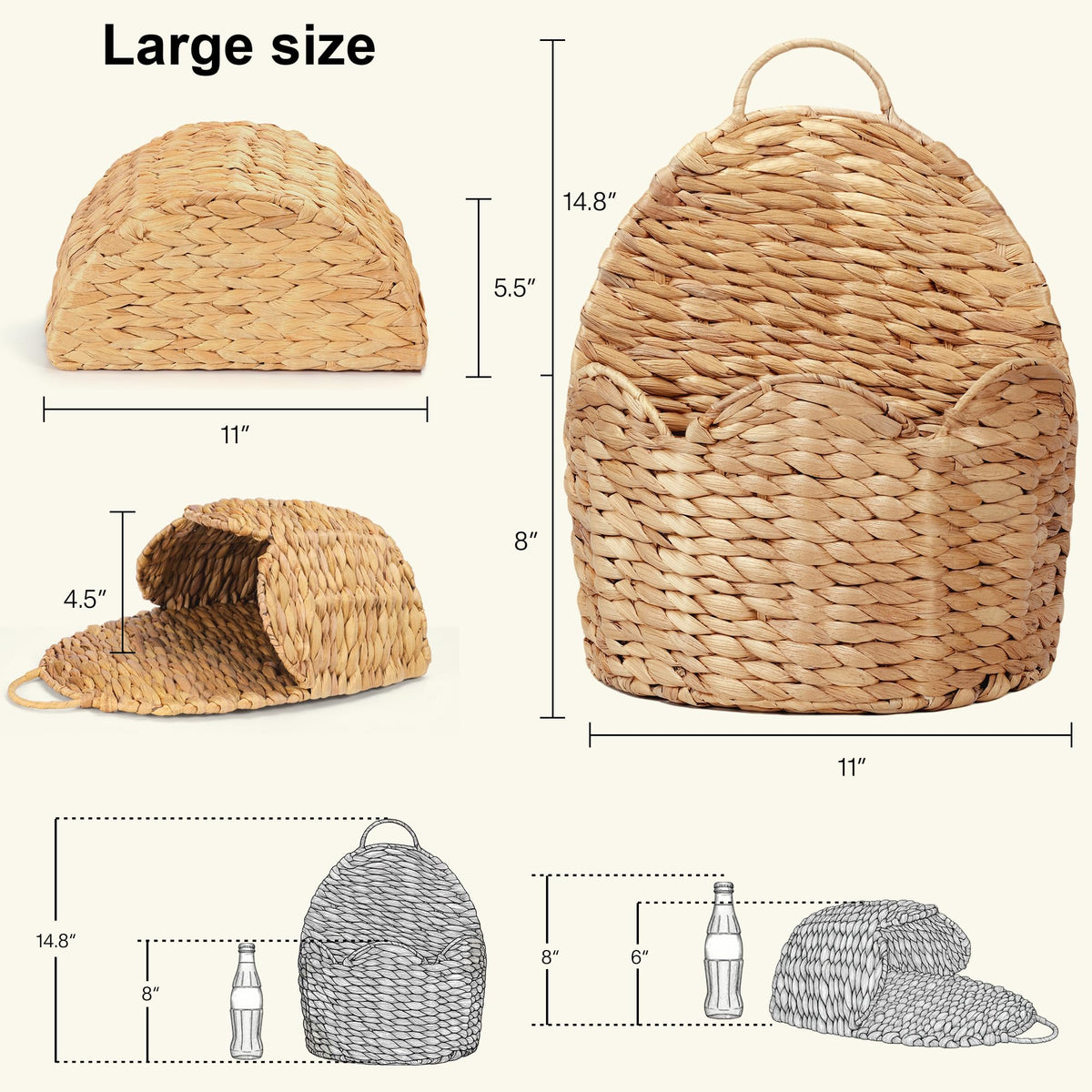 Stylave water hyacinth weave hanging basket showcasing natural texture