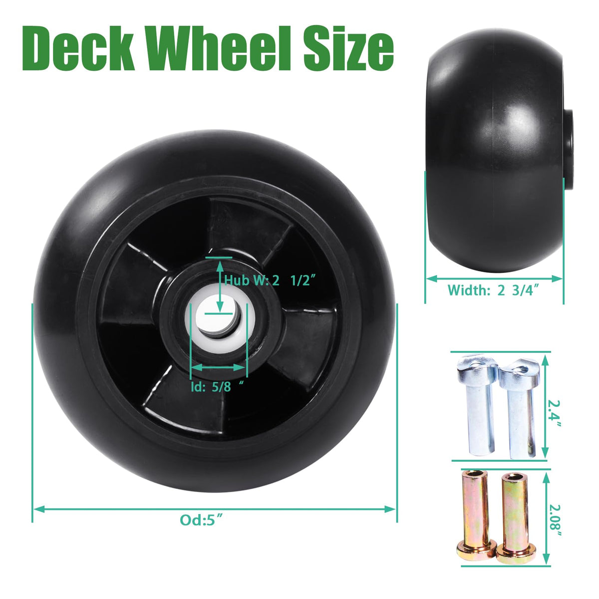 SuamoTerr deck wheel kit construction highlights durable high-impact plastic and steel.