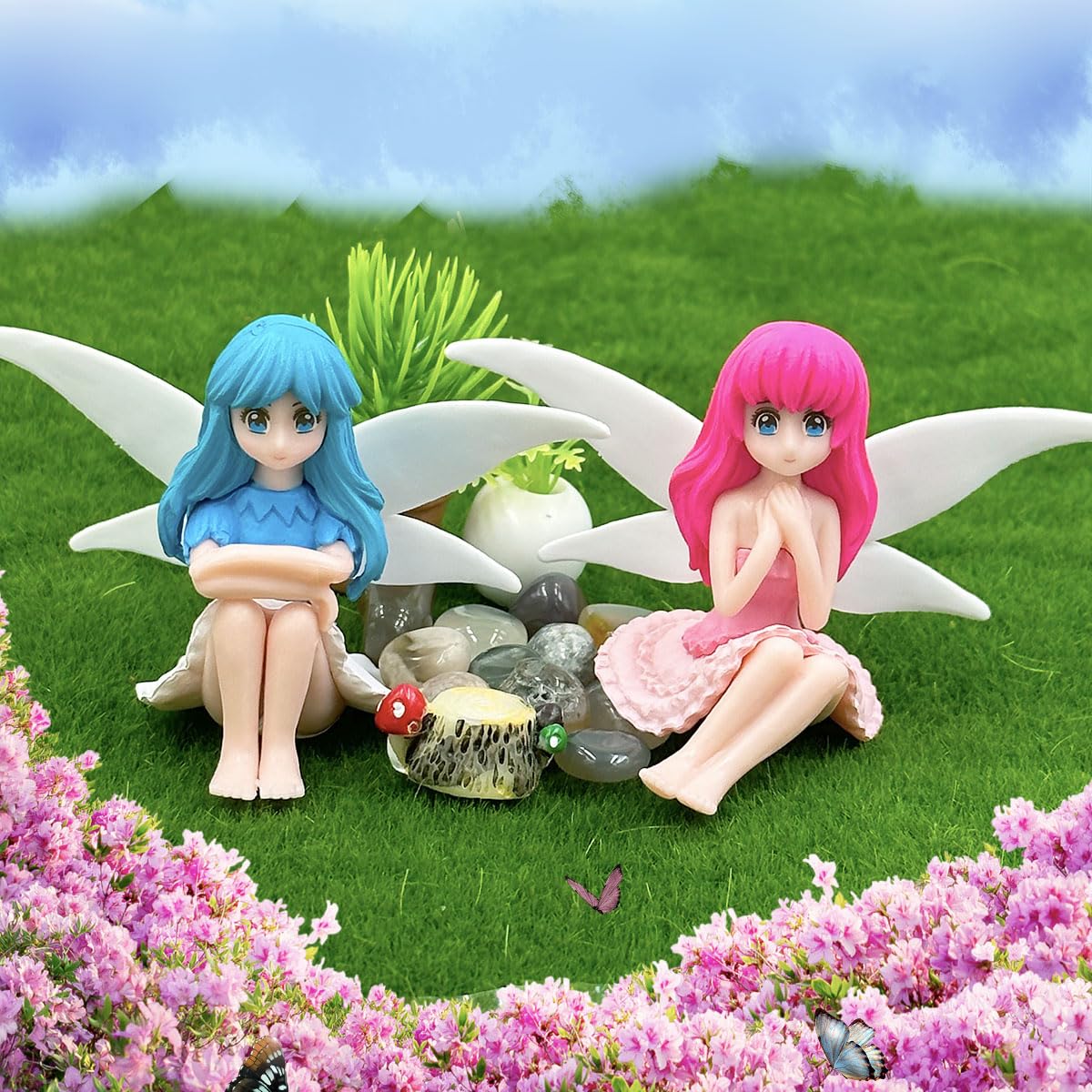 Suartus resin fairies with vibrant colors for outdoor displays