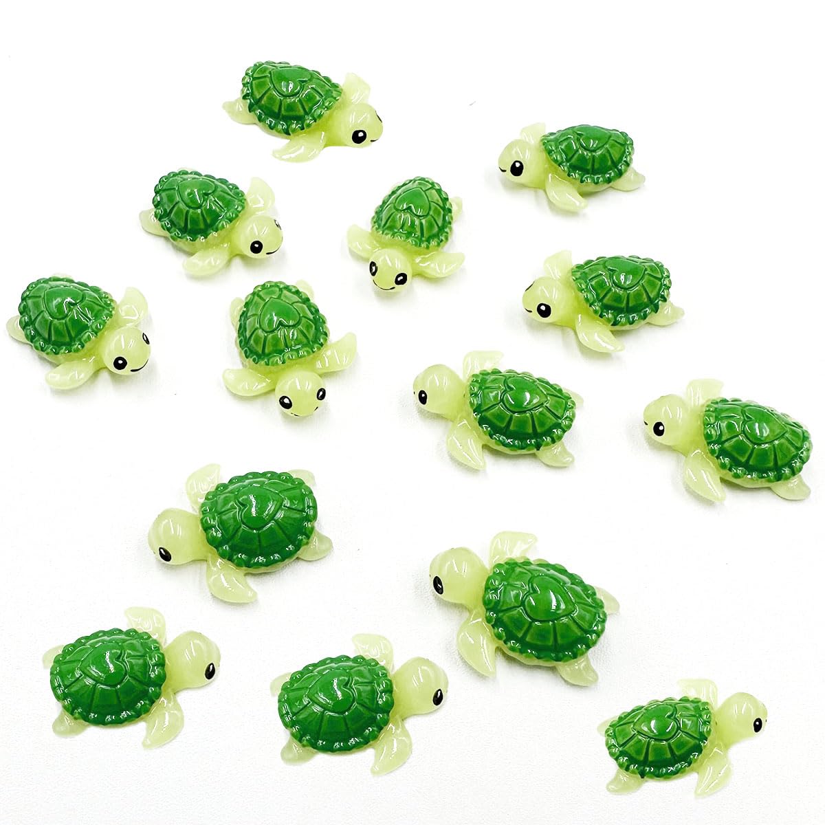 Suartus mini green turtle set packaging view, 30 resin figurines for fairy gardens