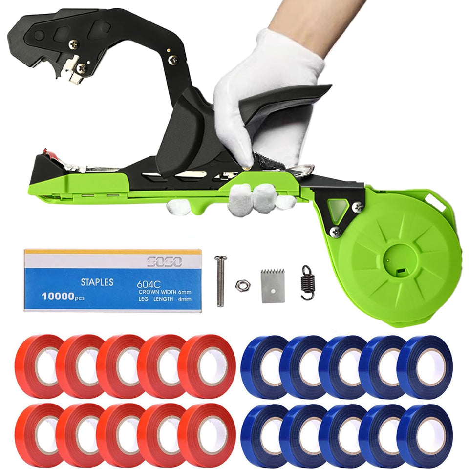 SUCA plant tying gun in packaging showing compact, ready-to-use design.